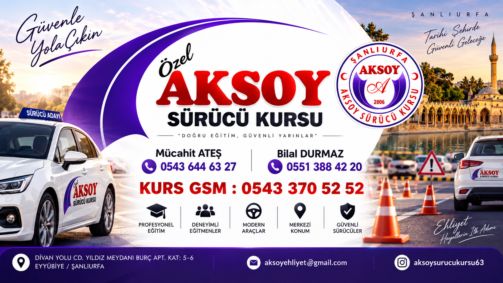 Özel Aksoy Sürücü Kursu Eyyübiye Şanlıurfa sürücü kursu kapak görseli